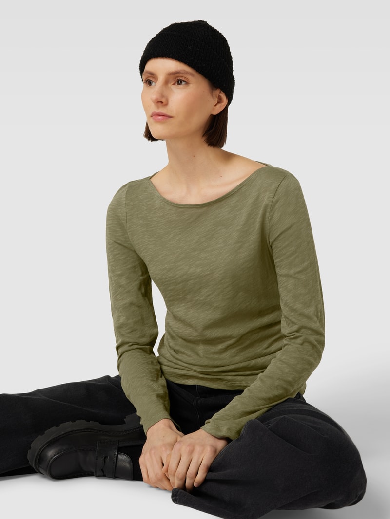 Longsleeve mit Rundhalsausschnitt in olivgrün