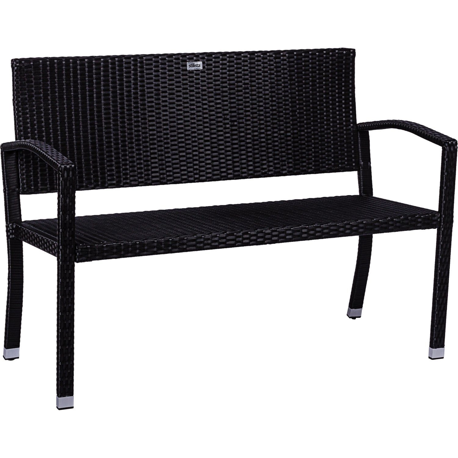 STILISTA Gartenbank 2-Sitzer Sitzbank Parkbank Rattanbank, aus UV-beständigem Polyrattan-Geflecht, 122 x 52 x 89 cm, Farbwahl