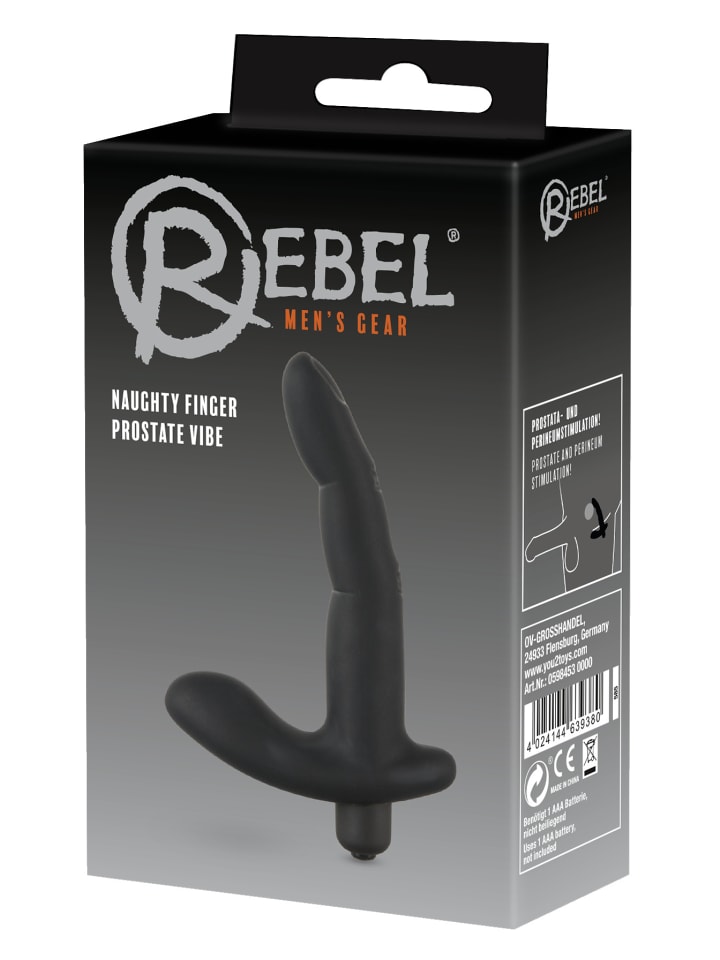 Rebel Prostata-Vibrator Naughty Finger Prostate Vibe in schwarz günstig kaufen 13,5 cm