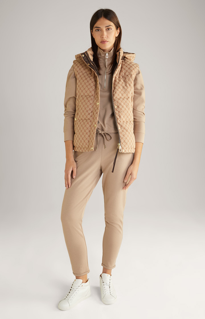 Jacquard-Steppweste in Beige/Braun