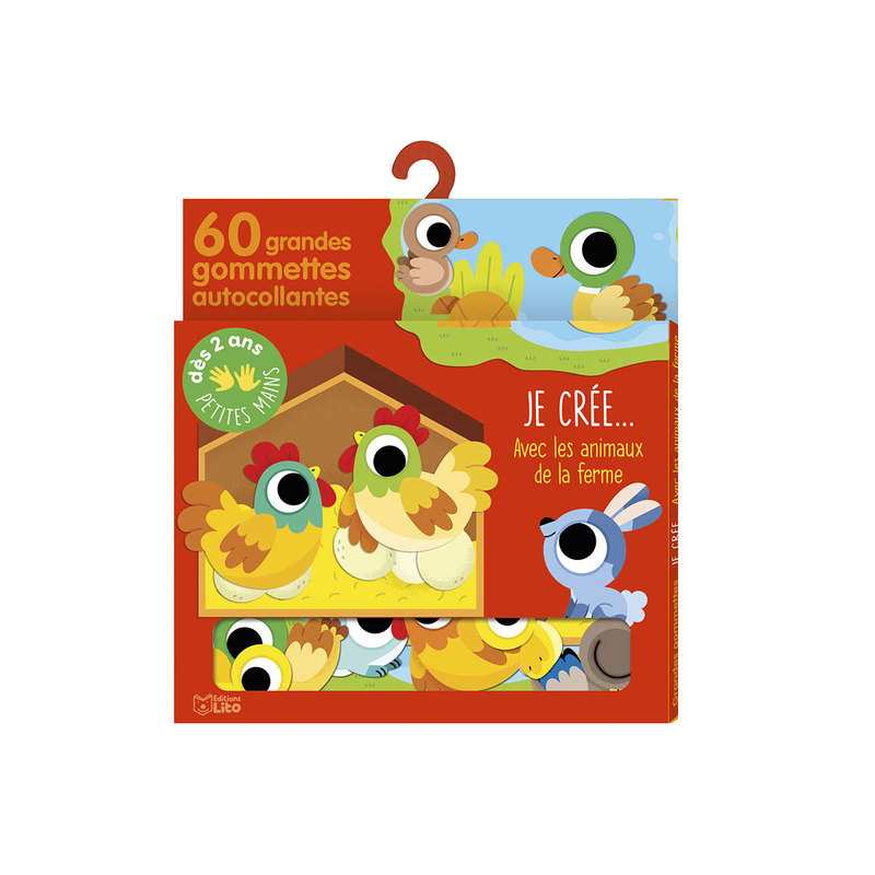 Pochette Avec mes grandes gommettes, je crée…Les animaux de la ferme - Lito