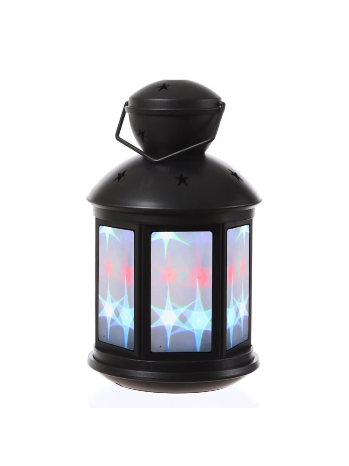 MARELIDA LED Laterne farbiges bewegtes Sternenmuster H: 22cm in schwarz günstig kaufen onesize