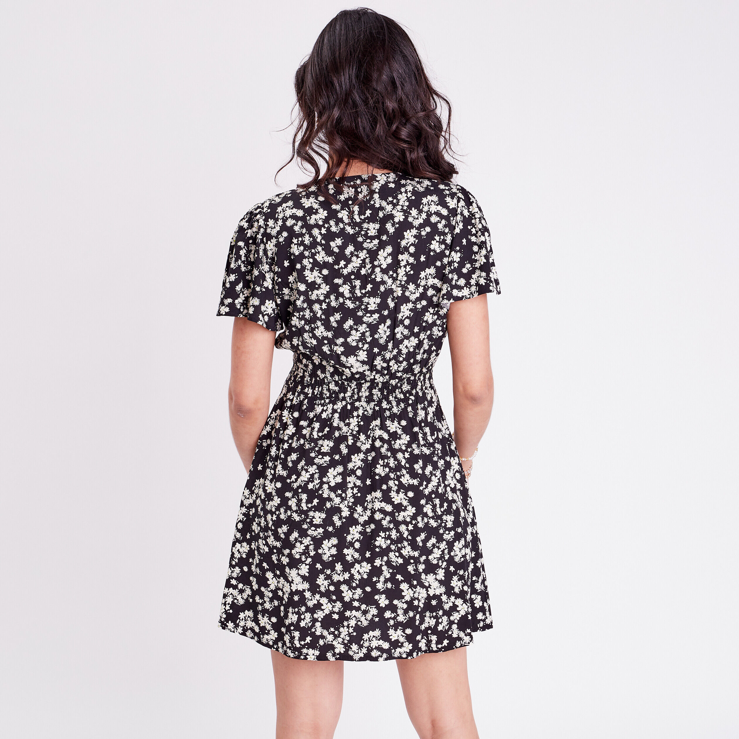 Robe évasée fluide noir femme | Cache Cache