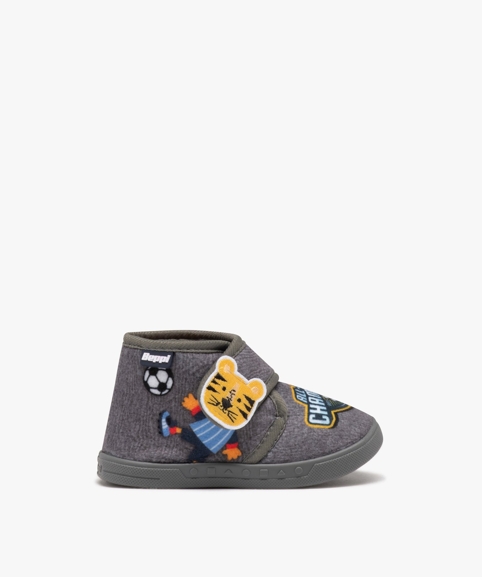 Chaussons bébé Garçon à scratch tête de chat - Beppi gris | GEMO