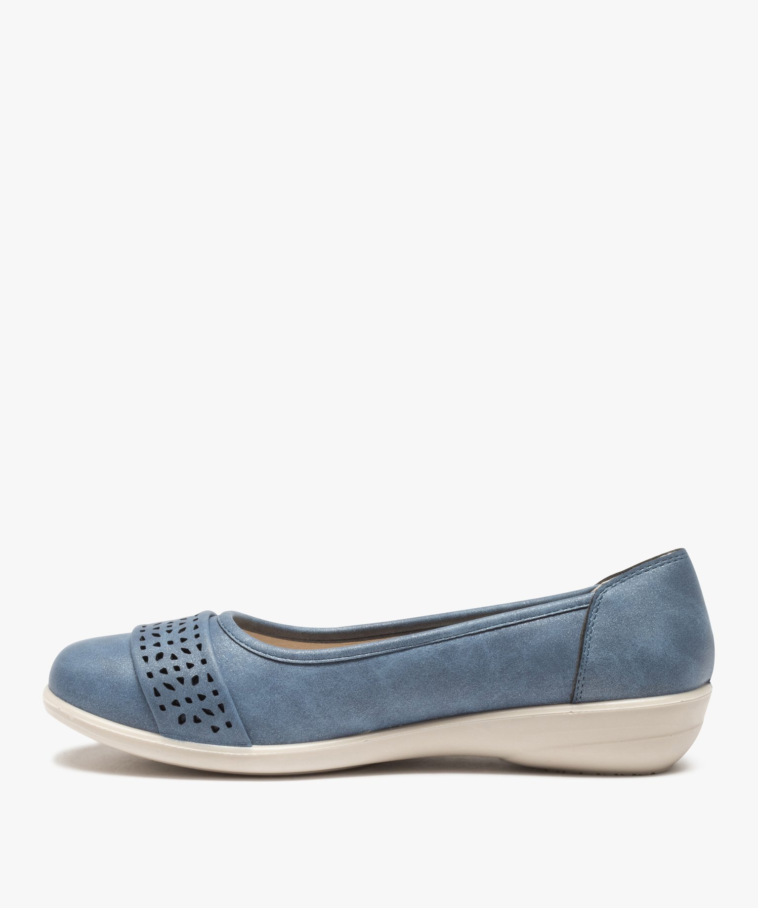 Ballerines femme confort unies à bride ajourée bleu | GEMO