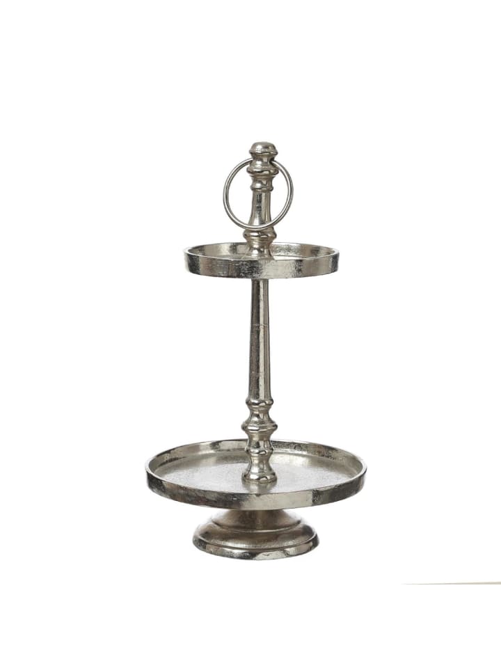 MARELIDA Etagere Aluminium 3 stöckige Servierplatte Dekoetagere H: 34cm in silber günstig kaufen onesize