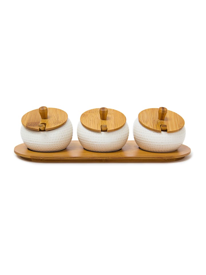 relaxdays Gewürzhalter Jiao in Natur/Weiß - (B)30,5 x (H)8,5 x (T)12 cm günstig kaufen onesize