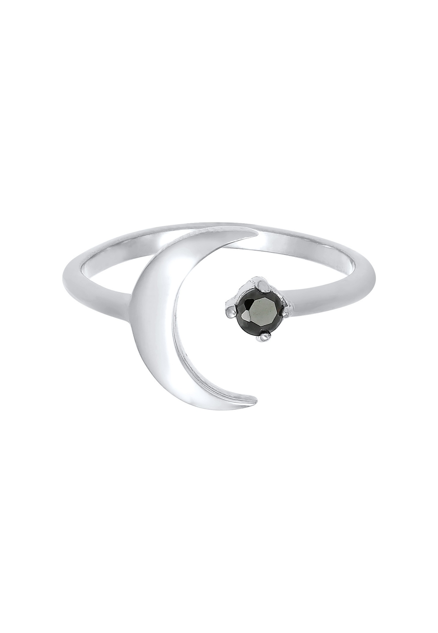 Collana Elli Black Open Astro Half Moon con pietra di zircone cubico in argento sterling 925
