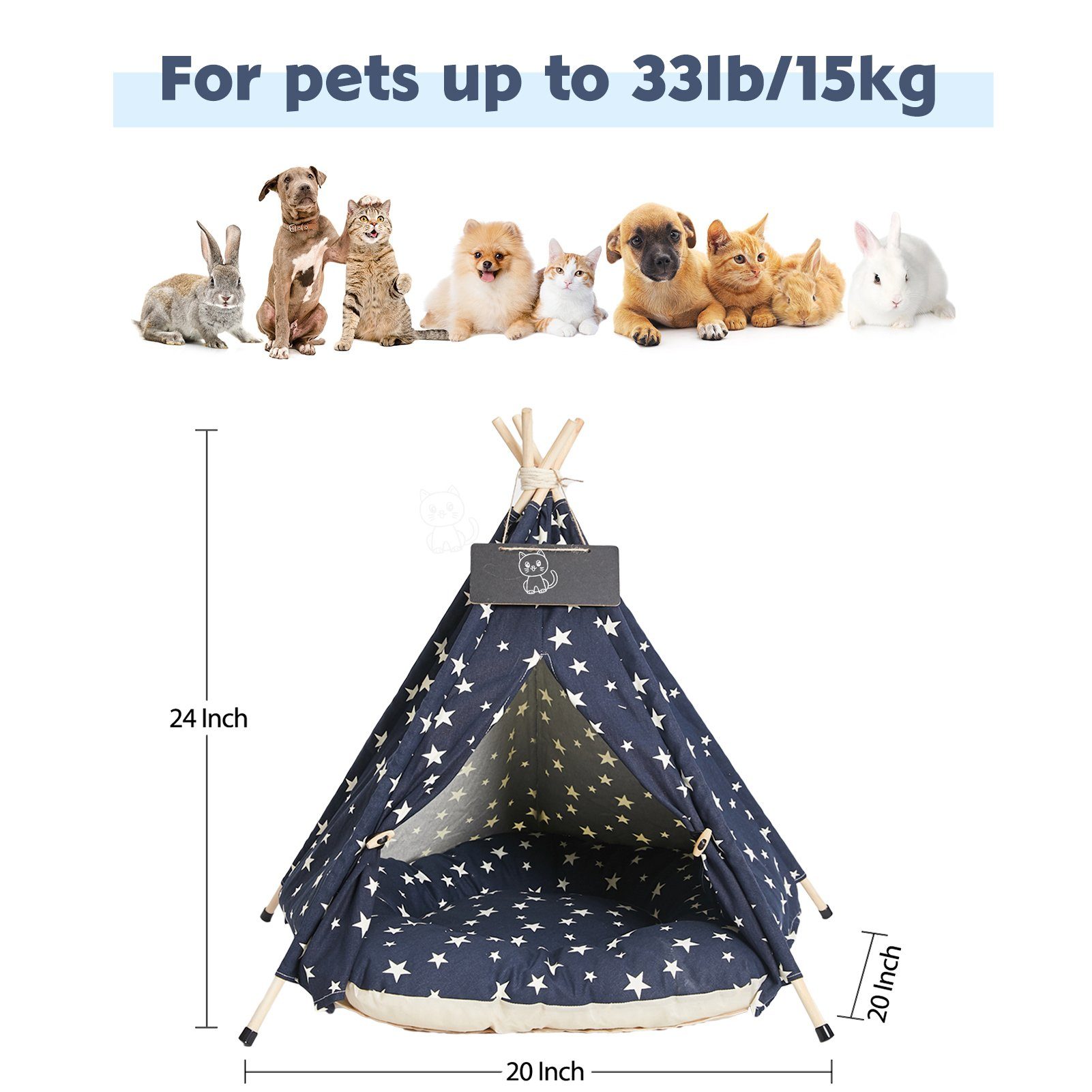 Ealing Tipi-Zelt Pet Zelt für Haustiere, (mit Zeltunterlage), Haustierzelt Katzen Hundezelt Hunde Katzenbett mit Kissen
