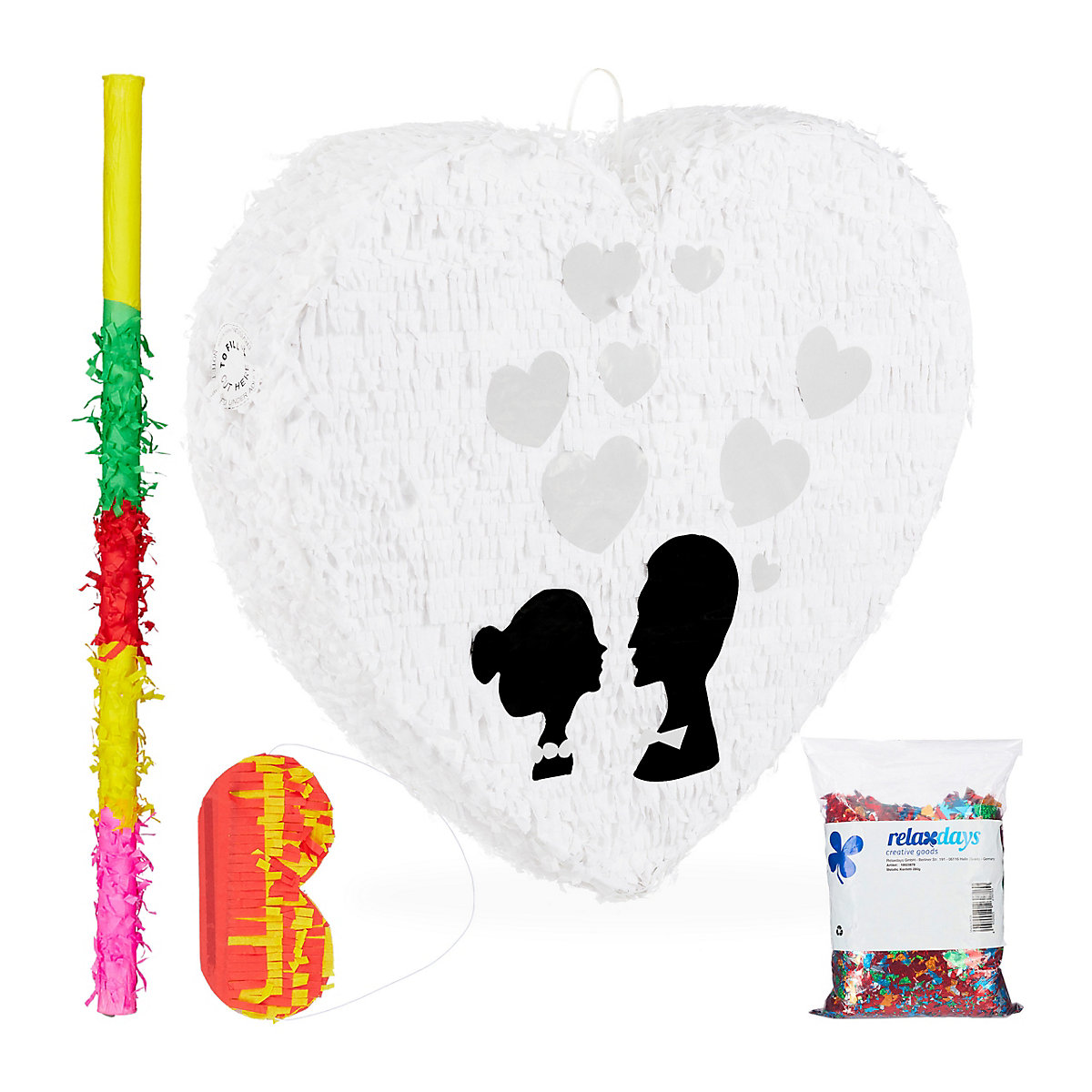 4-tlg. Pinata Set Hochzeit