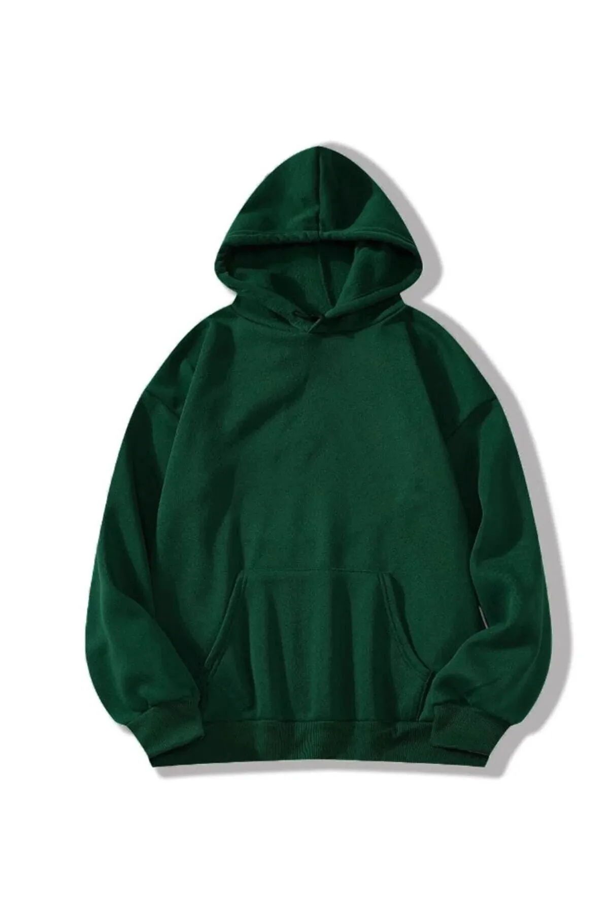 Know  Dunkelgrüner, einfarbiger, übergroßer Kapuzenpullover für Damen