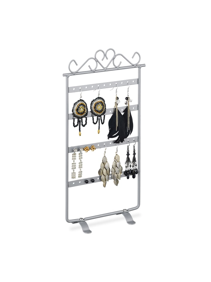 relaxdays Ohrringhalter in Silber - (B)16,5 x (H)30,5 x (T)6,5 cm günstig kaufen onesize