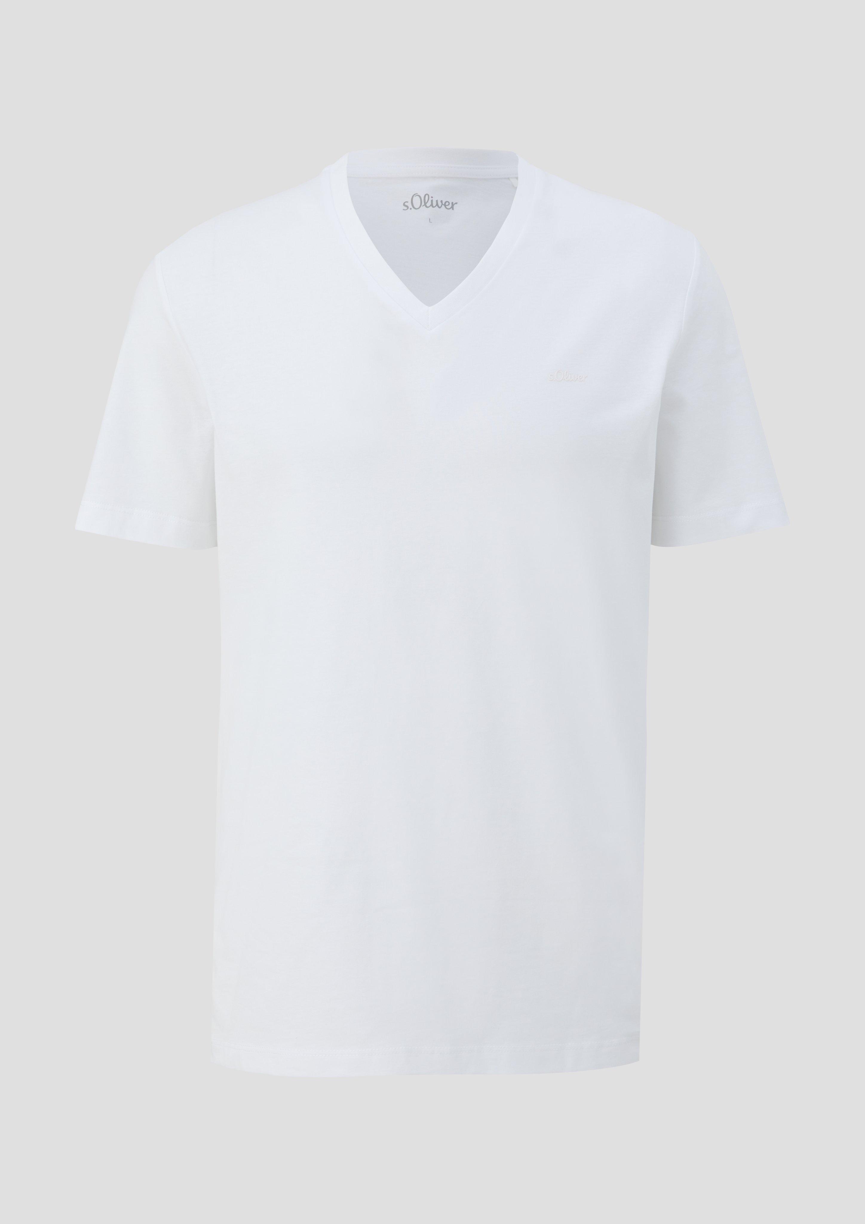 Baumwollshirt mit V-Ausschnitt  2143913-0100