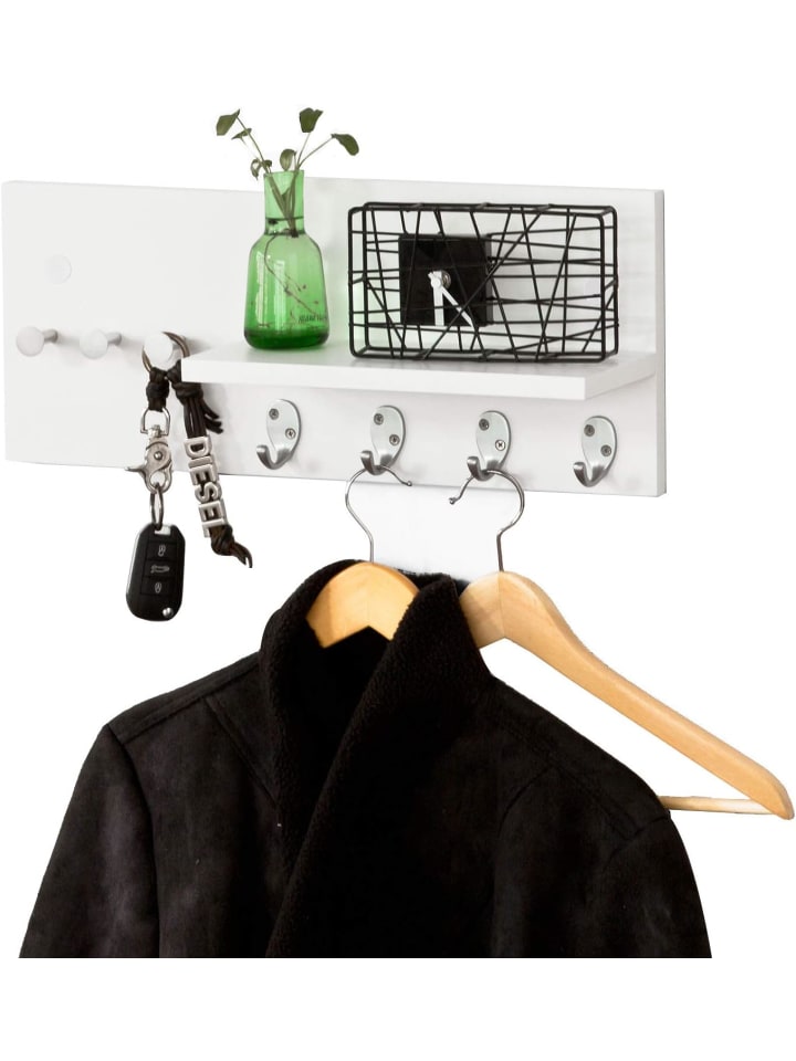 SoBuy Wandgarderobe in Weiß - (B)50 x (T)21cm günstig kaufen onesize