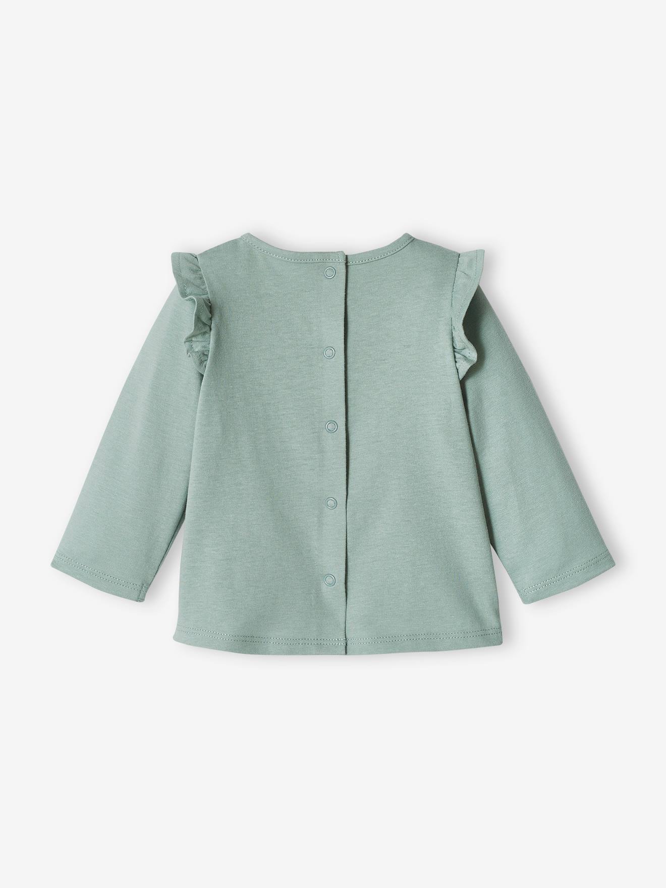 T-shirt à volants bébé manches longues ivoire