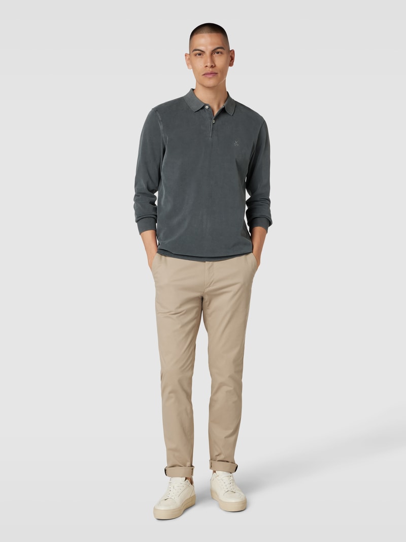 Poloshirt aus Baumwolle mit Label-Detail in anthrazit