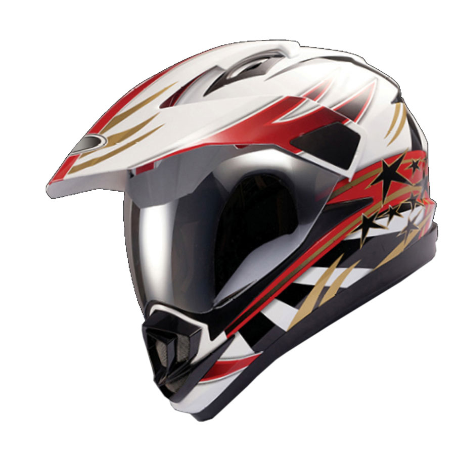 Explorer Motorcross Helm XP-02 weiß mit Muster, Größe M - ATU