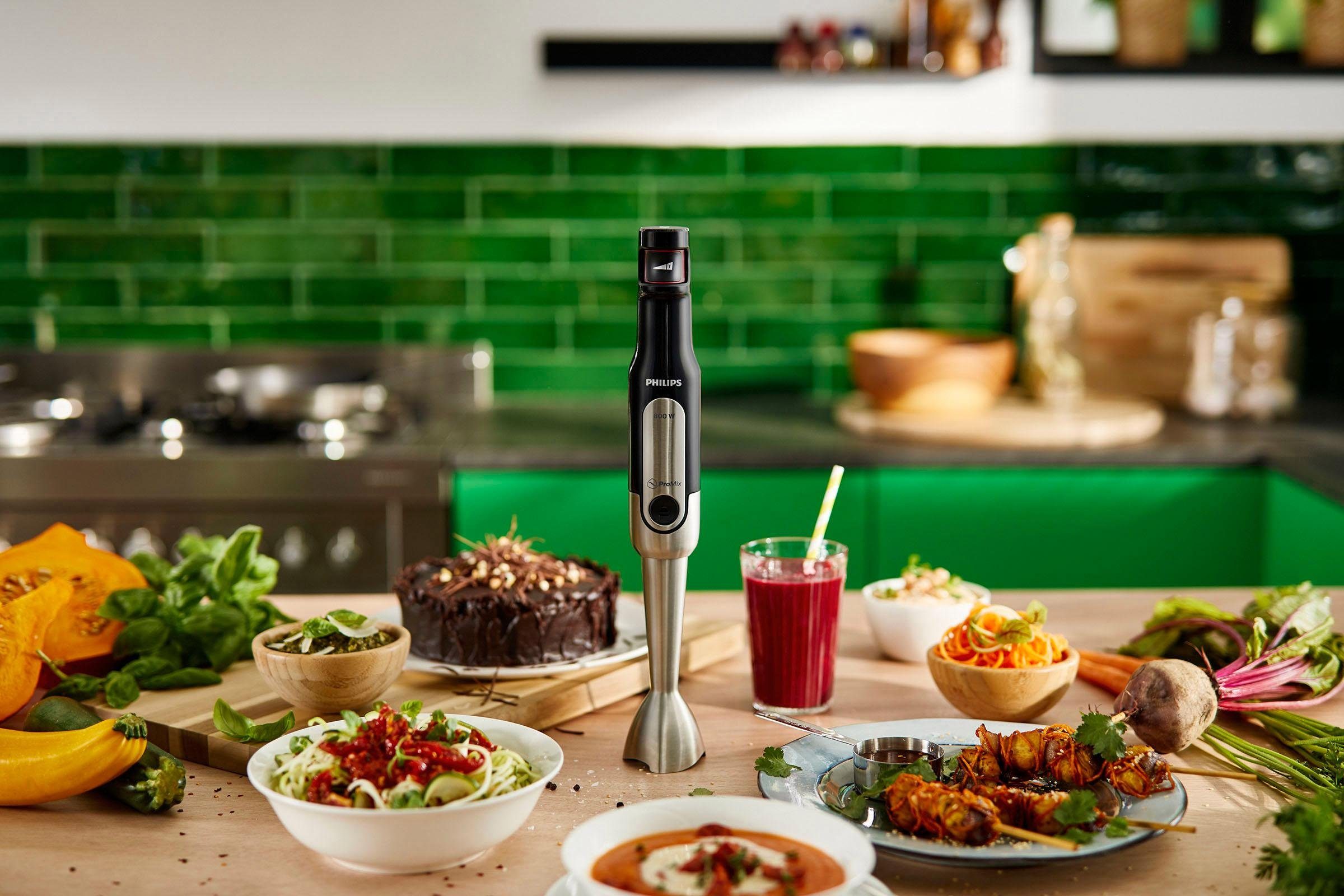 Philips Stabmixer HR2650/90 Viva, SpeedTouch, inkl. 2-in-1 Togo Trinkflasche & Mixbecher, 800 W
