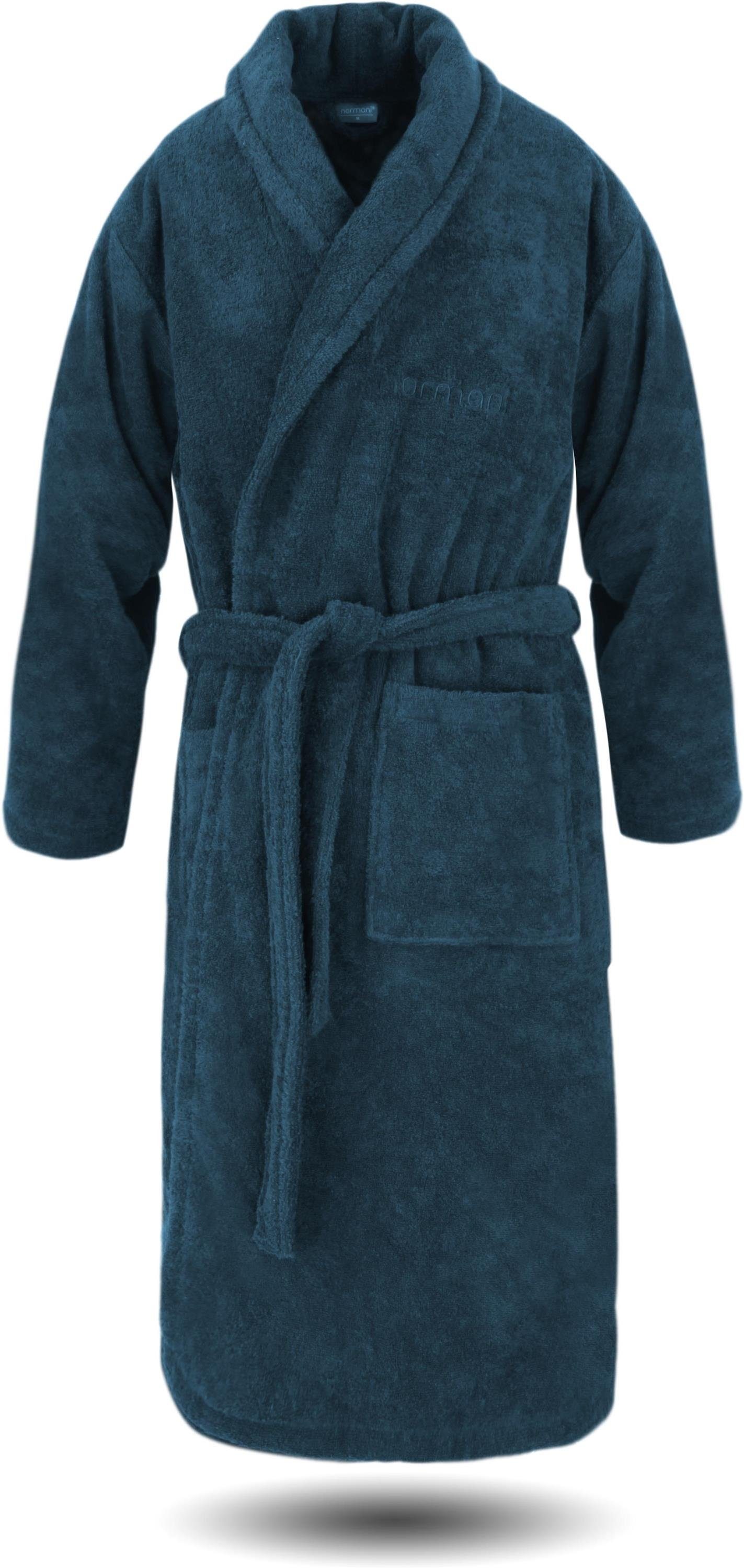 normani Damenbademantel Damen Baumwoll Bademantel, 125, Bio-Baumwolle, Schalkragen, Bindegürtel, Langer Frottee Saunamantel aus extra dickem und weichem Material