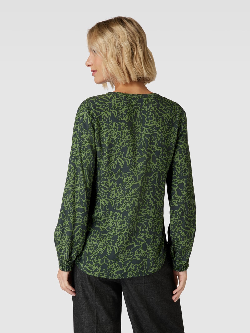 Bluse aus Viskose mit Allover-Muster in grasgrün
