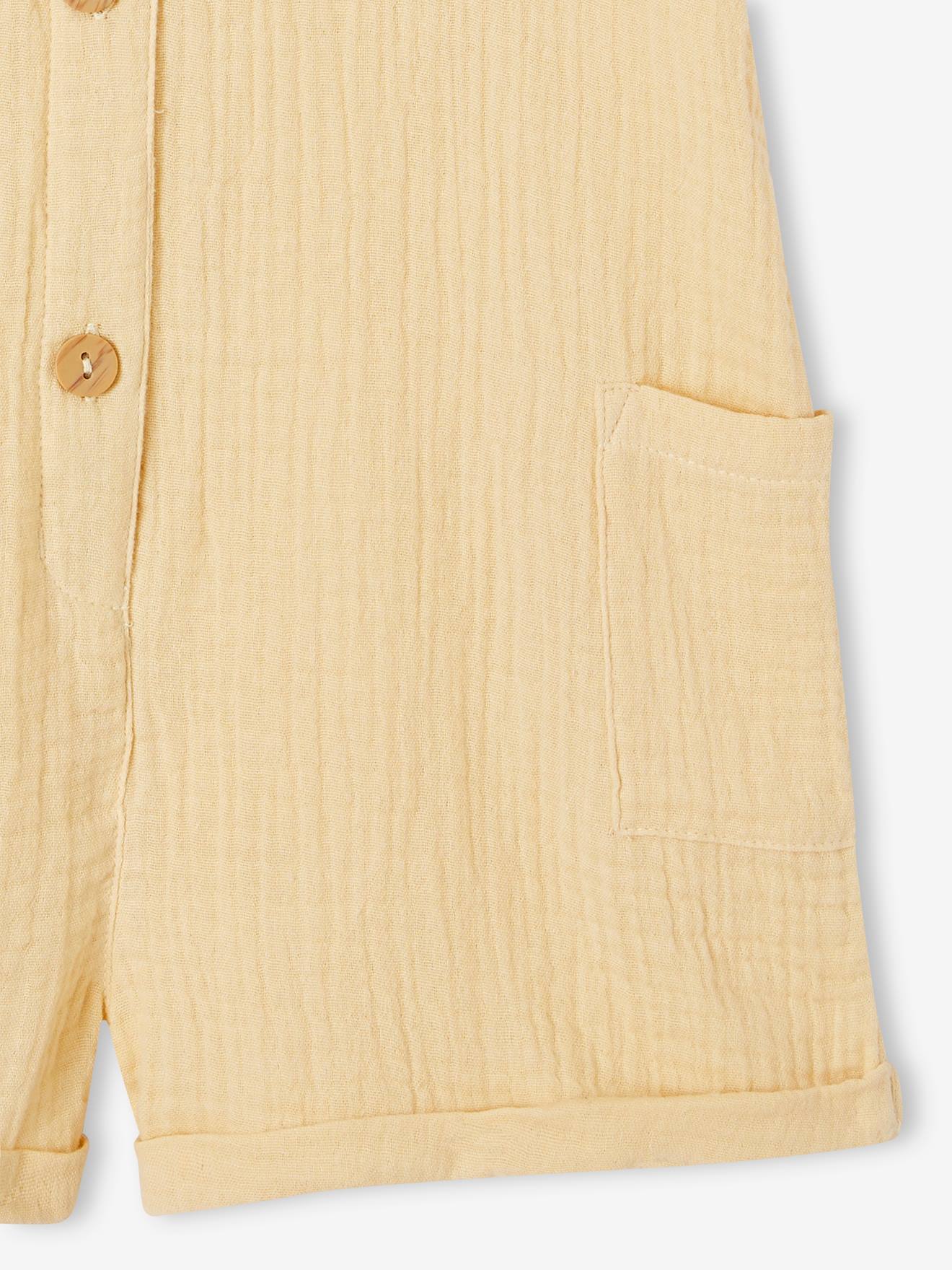 Vertbaudet Kurzer Mädchen Jumpsuit - pastellgelb