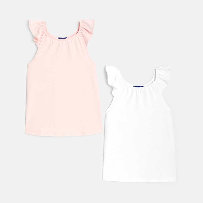 Débardeur uni (lot de 2) blanc fille