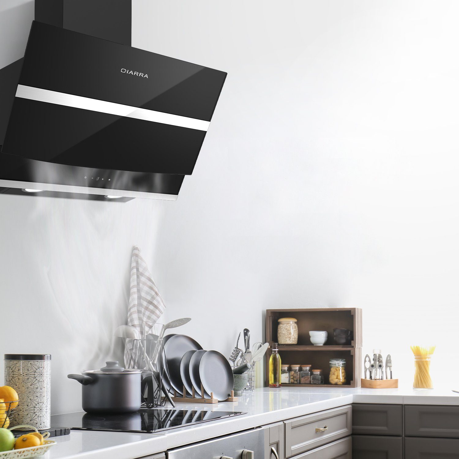 CIARRA Kopffreihaube CBCB6736N, A+++ 650m³/h Dunstabzugshaube 60cm WIFI APP & Touch Control Boost