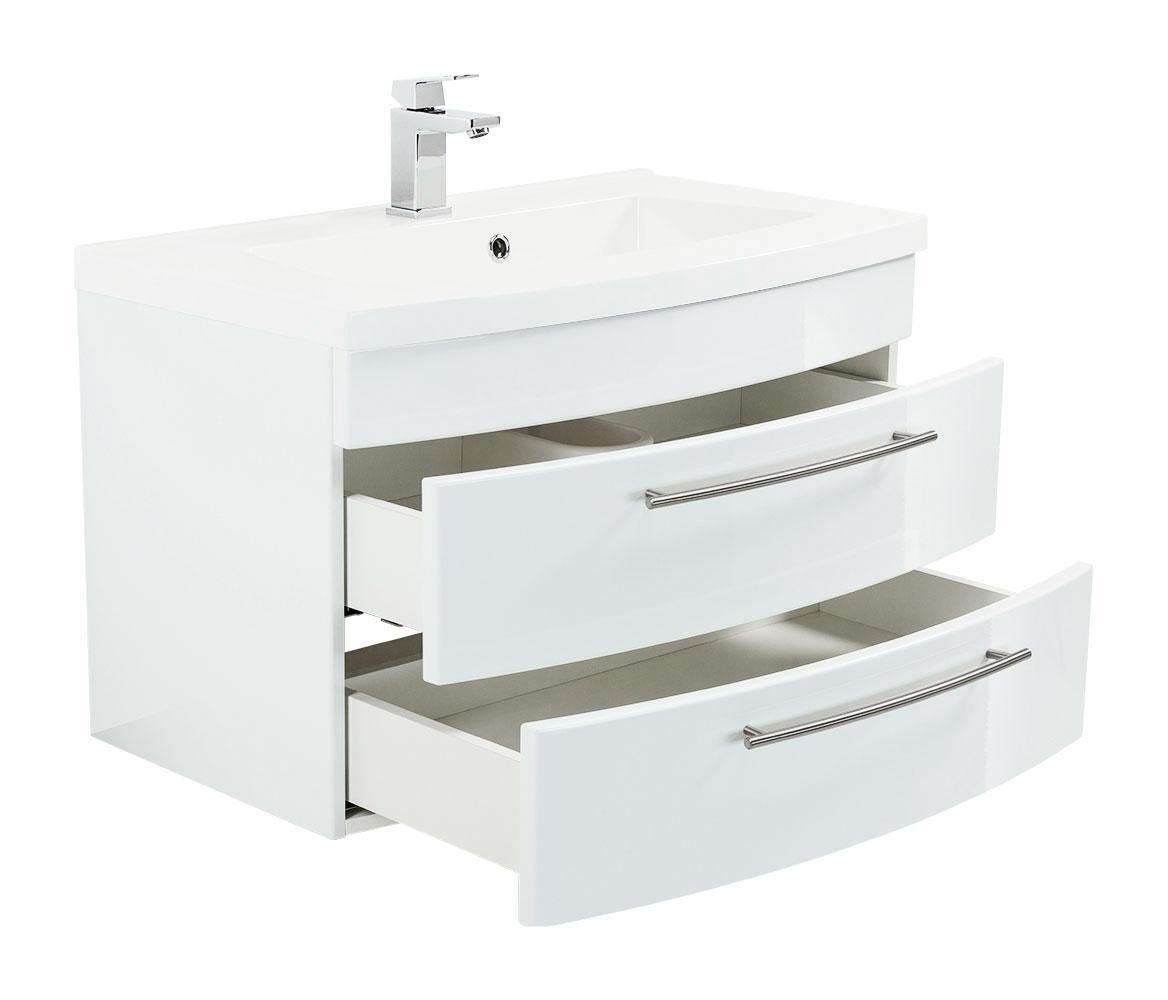 Posseik Badmöbel Luna 80 mit runder Front weiss hochglanz
