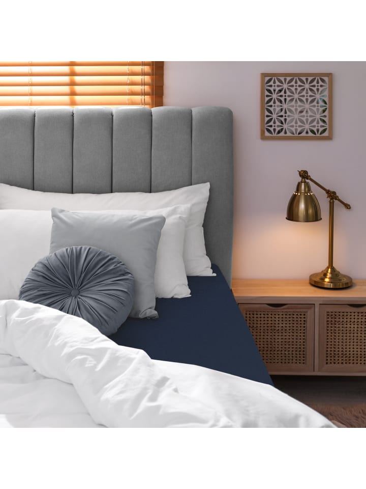 GMD Living Jersey Premium Spannbettlaken JANNEBY in Farbe Navy Blau günstig kaufen