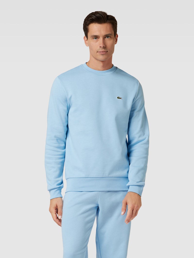 Sweatshirt mit Logo-Stitching in hellblau