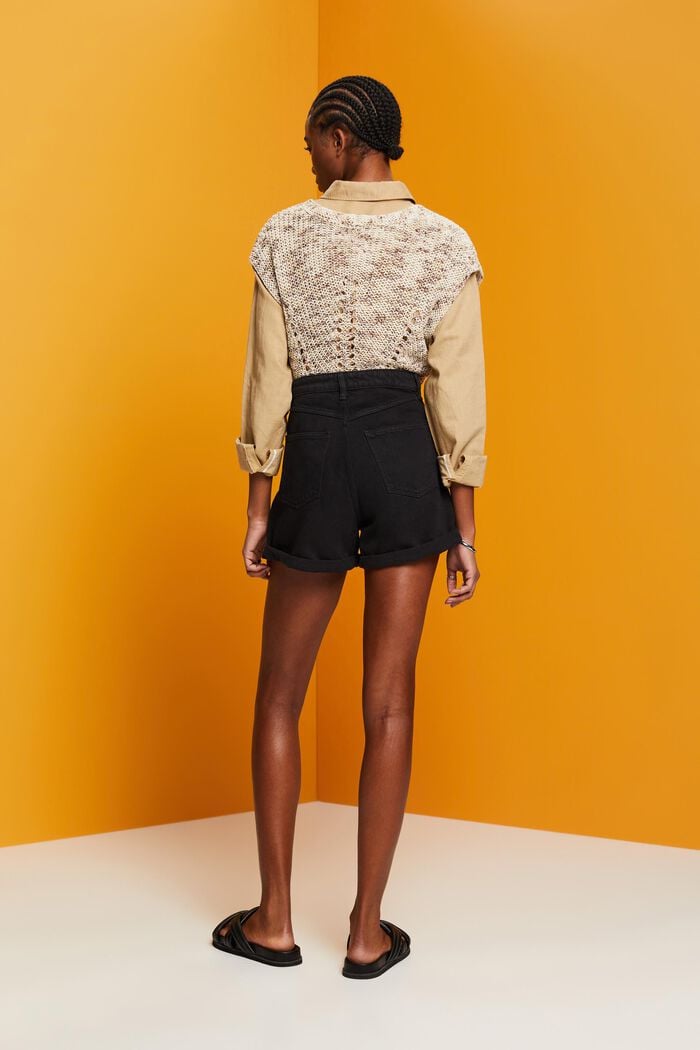 Leinenshorts mit hohem Bund