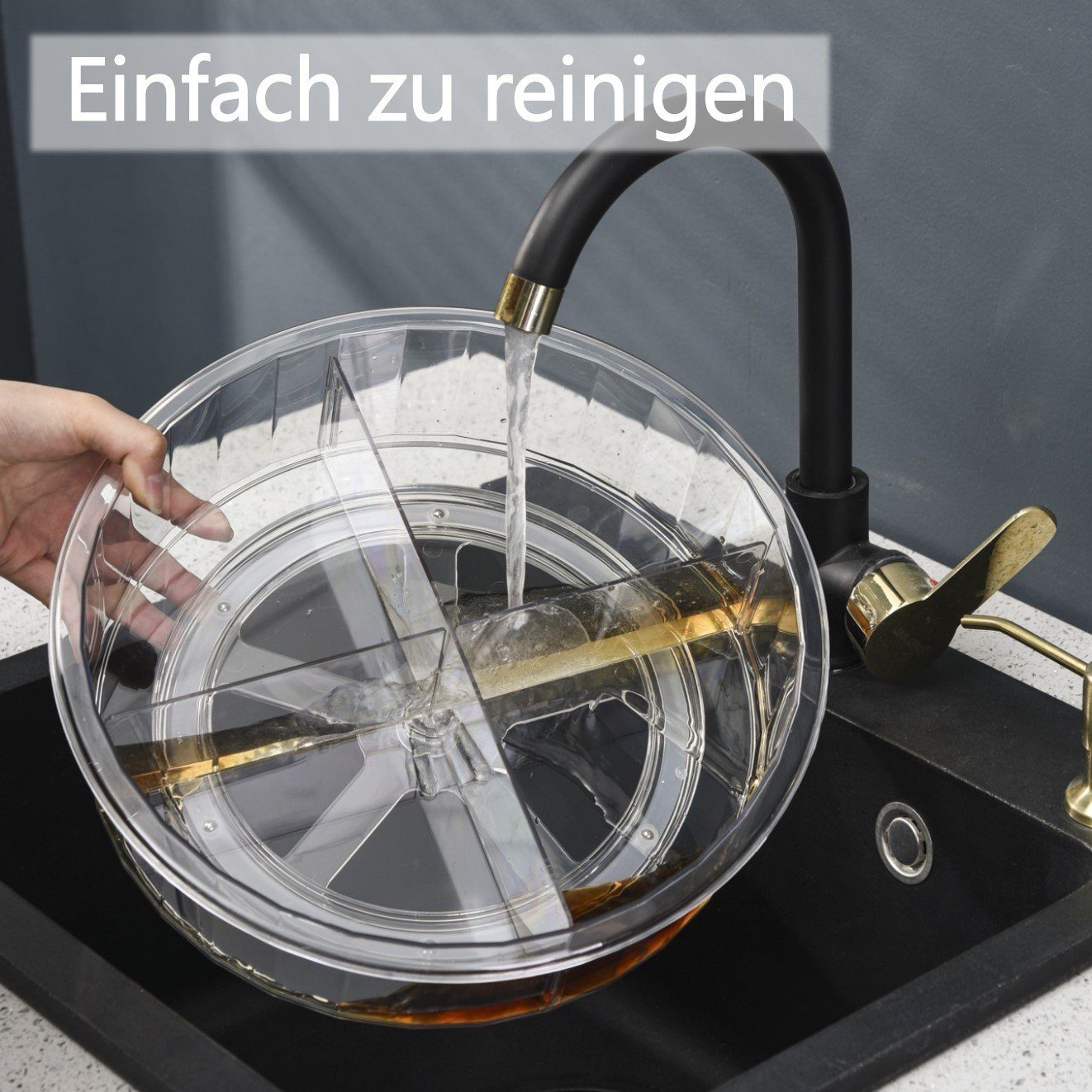 Creliv Gewürzregal Drehbar, 30cm Drehteller, Gewürzkarussell bis zu 4 Fächer, 360° Drehbar