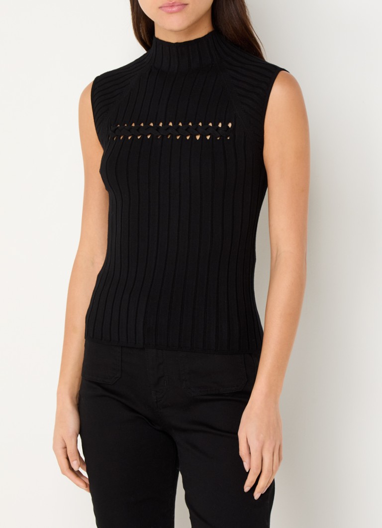 Blusa Liu Jo em malha canelada com detalhes vazados