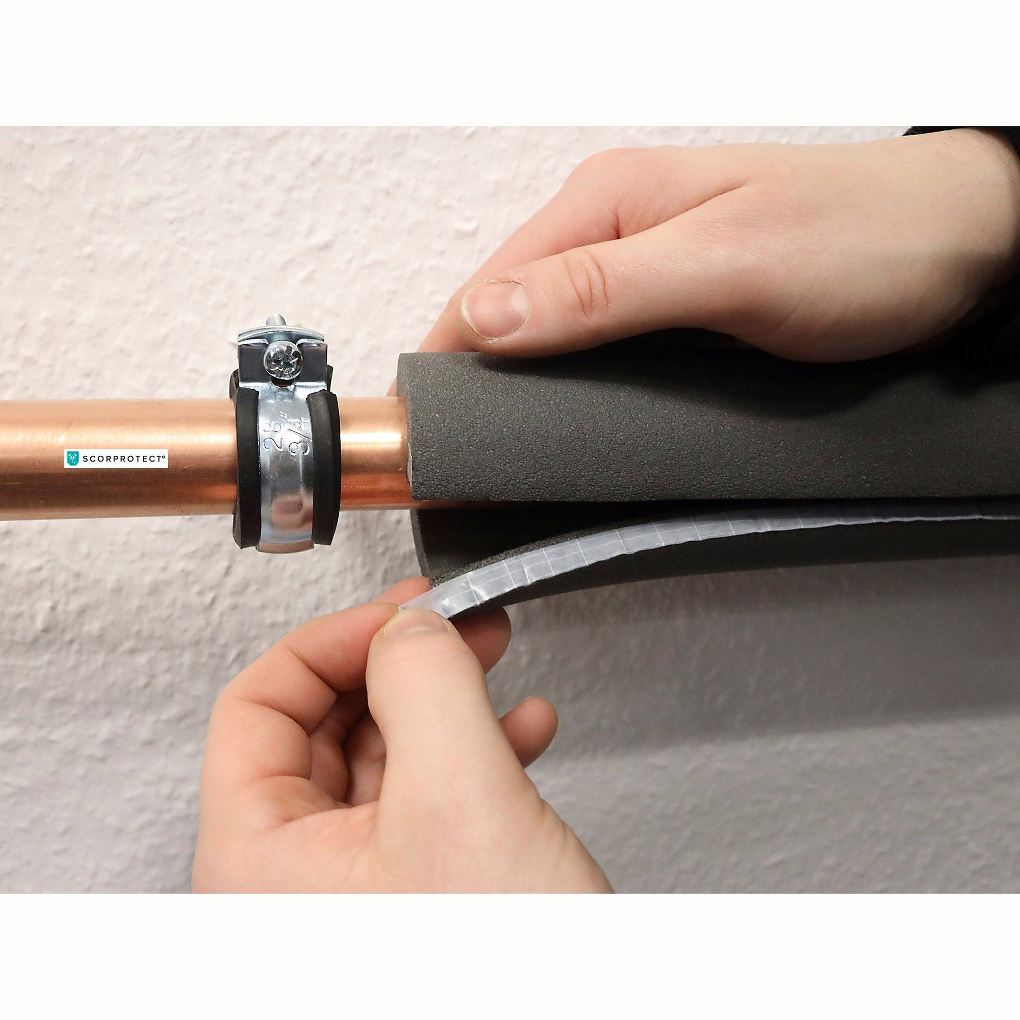 Scorprotect® Steinwolle Selbstklebende Kautschuk Rohrisolierung Heizung Sanitär GRAU 2m