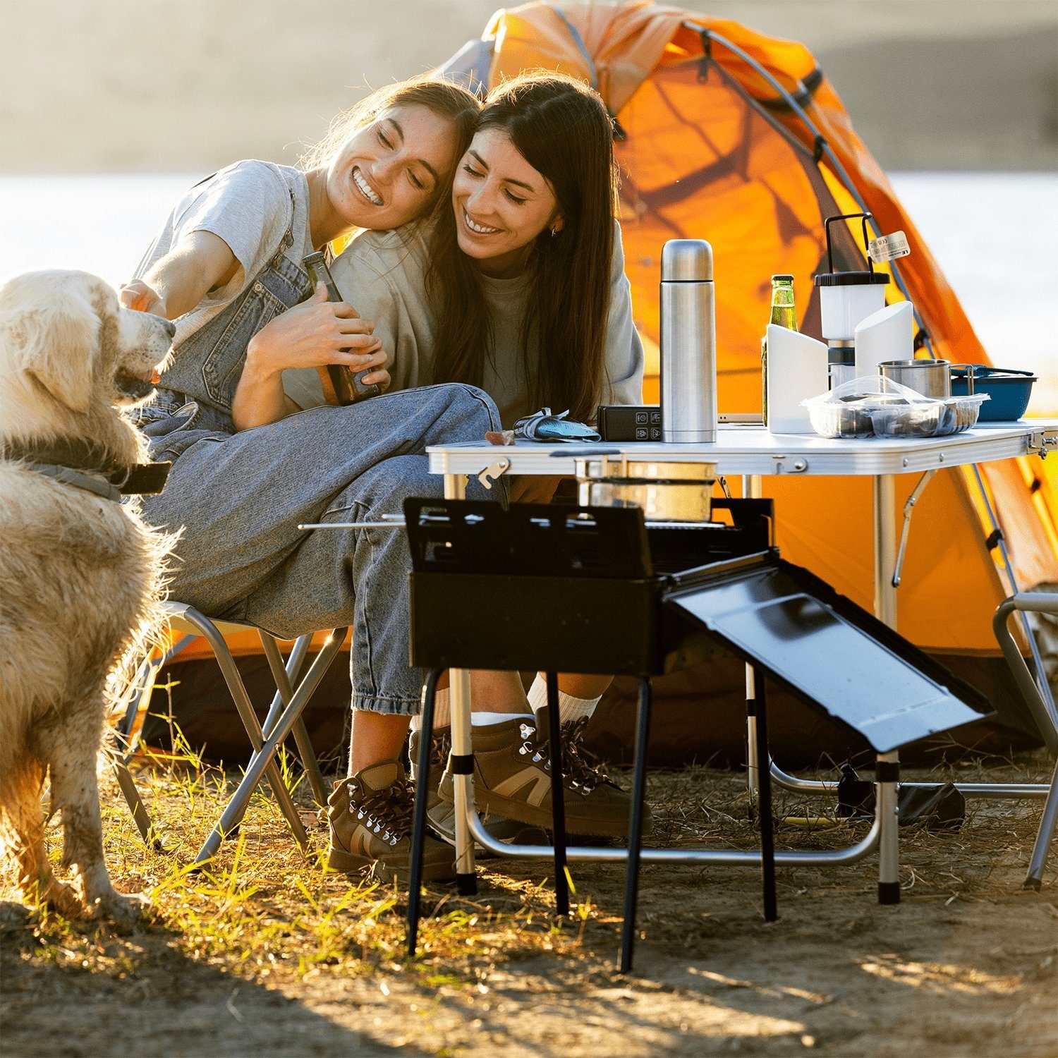 TroniTechnik Klapptisch Klapptisch Campingtisch, Klappbarer Mehrzwecktisch (in Weiß aus Aluminium, für Terrasse, höhenverstellbar bis 70cm), Wetterfest und trag für Garten, Camping, Balkon