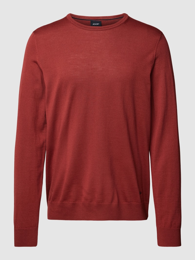 Strickpullover aus Schurwolle Modell 'Denny' in bordeaux rot