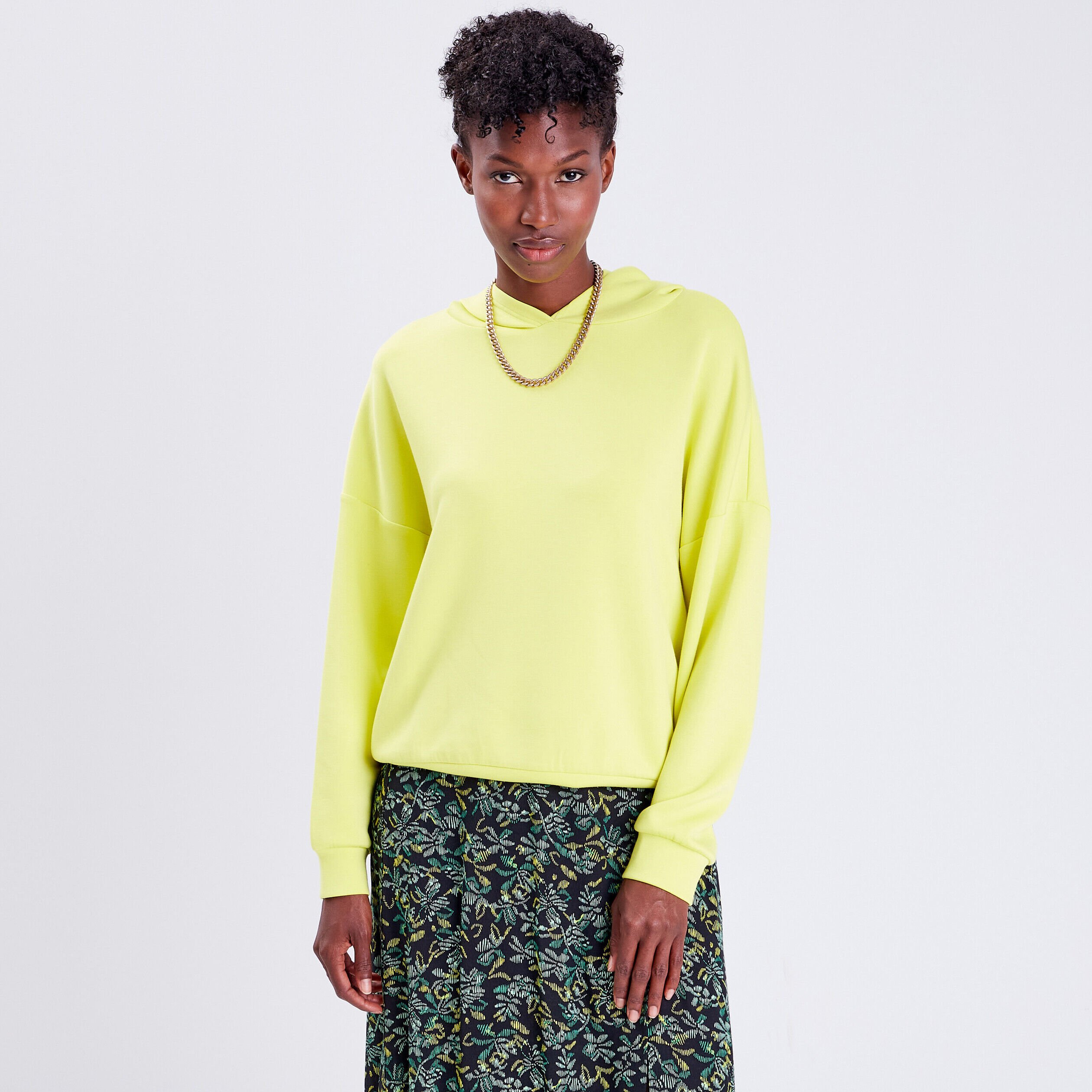 Sweat à capuche vert fluo femme | Cache Cache