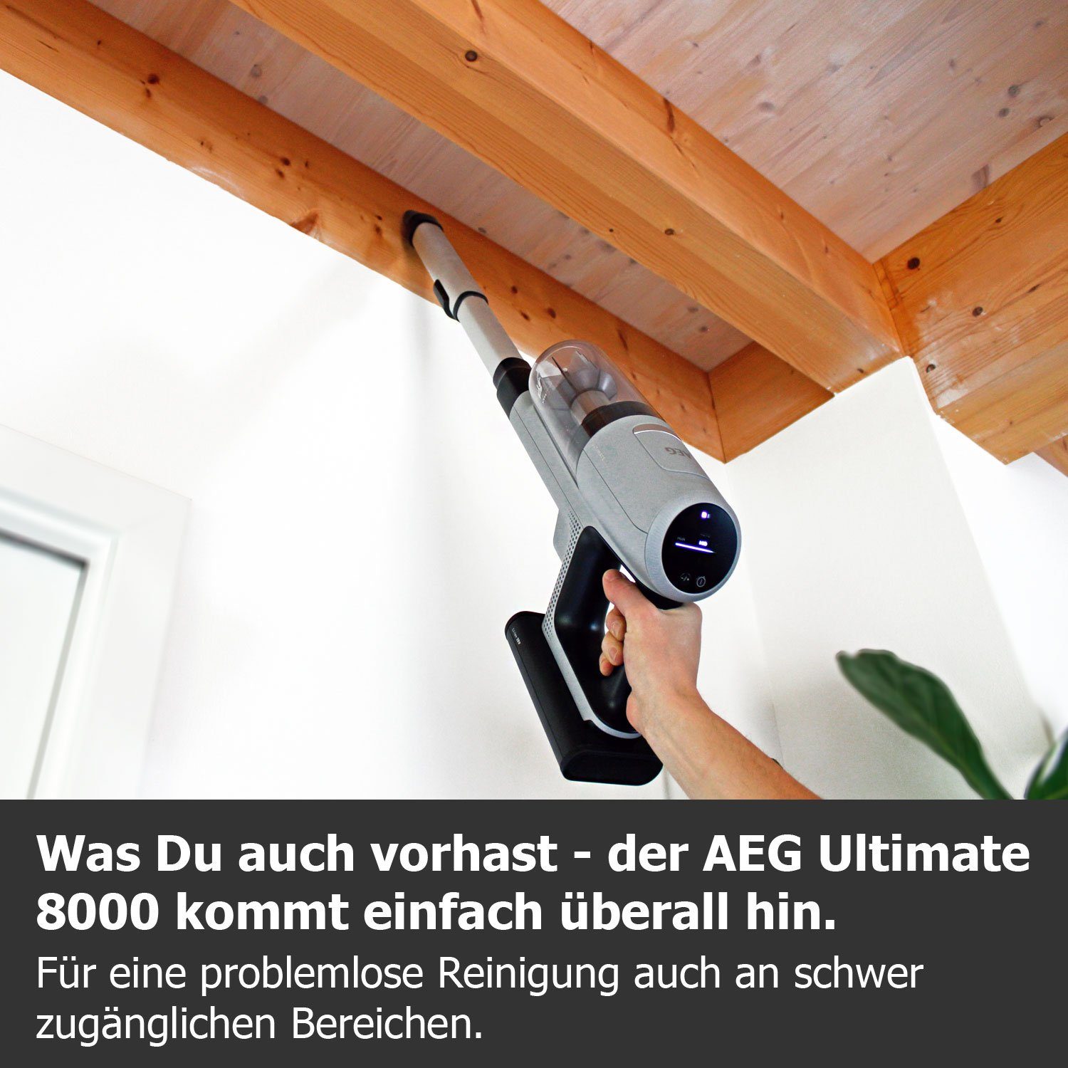 AEG Akku-Hand-und Stielstaubsauger Ultimate 8000 AP81UB25UG, beutellos, selbstreinigende Bürstrolle, LED-Licht, 3 Stufen & Auto-Modus