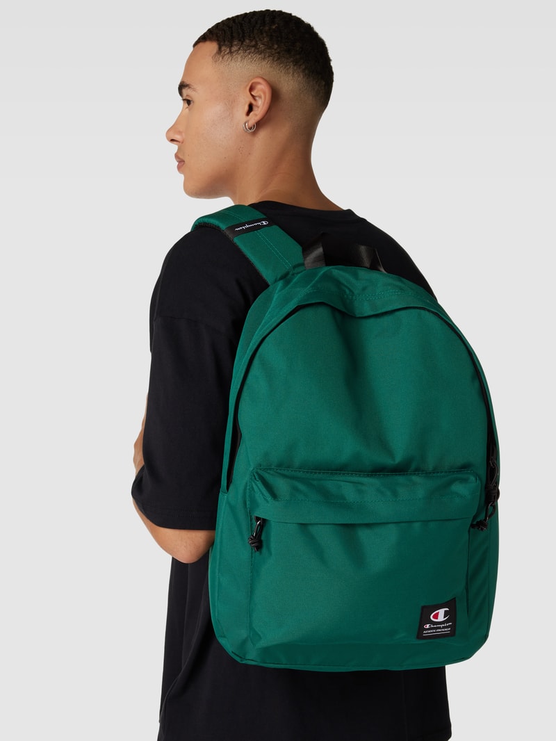 Rucksack mit Label-Details in dunkelgrün
