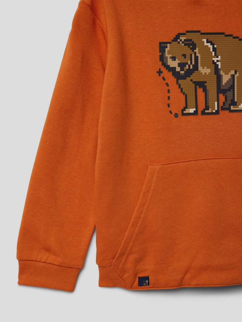 Hoodie mit Motiv-Patch in orange