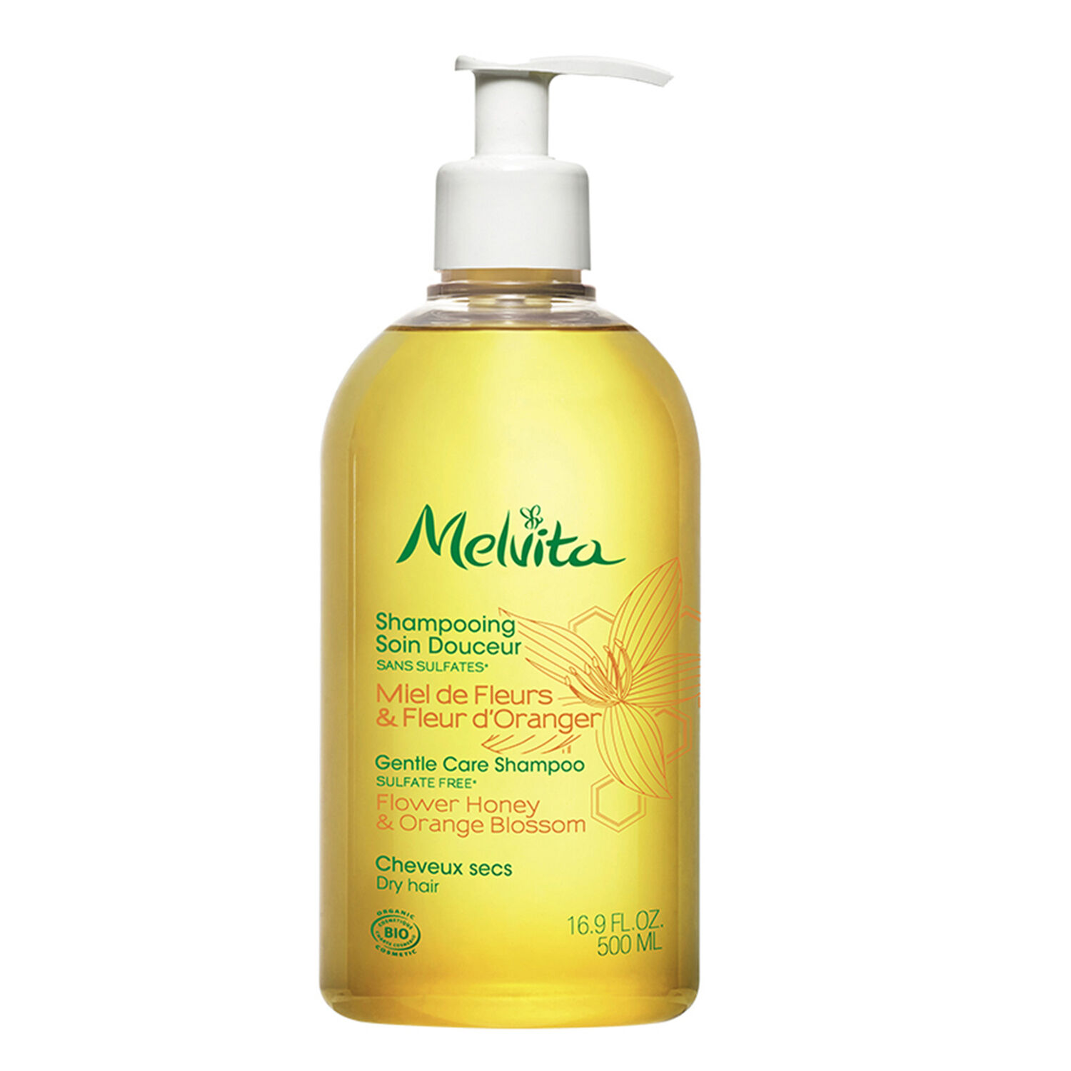 Melvita Shampooing Soin Douceur Miel de Fleurs & Fleur d'Oranger
