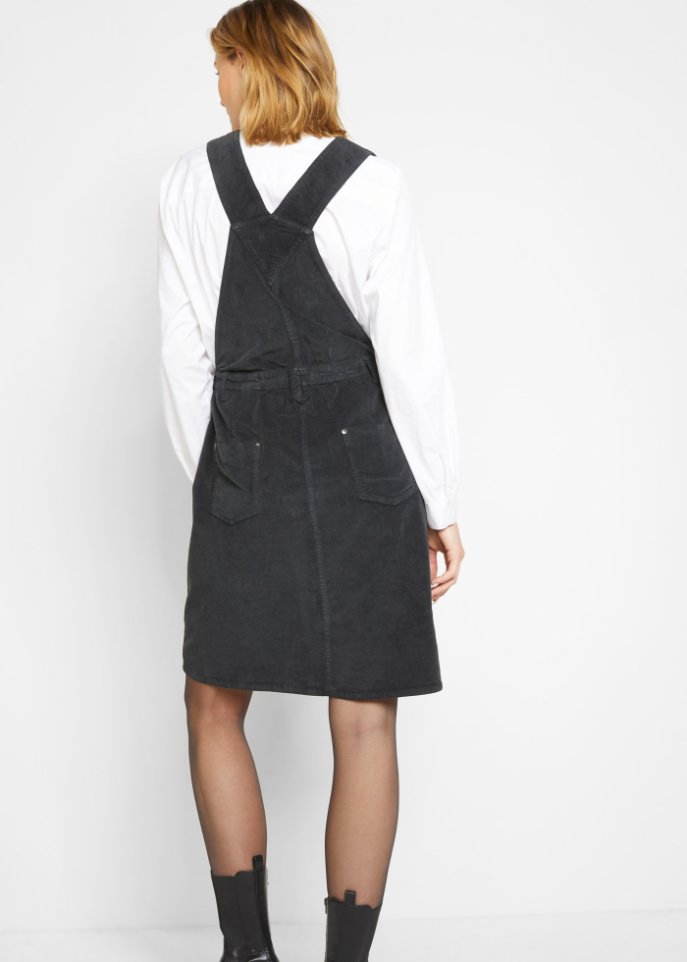 Latzkleid aus Stretch-Baumwoll-Cord, knieumspielend