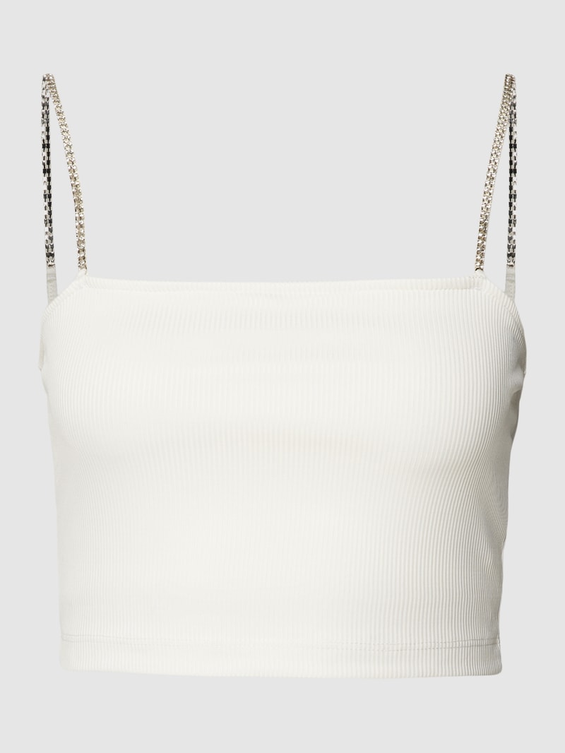 Crop Top mit Feinripp Modell 'RHINA' in weiss