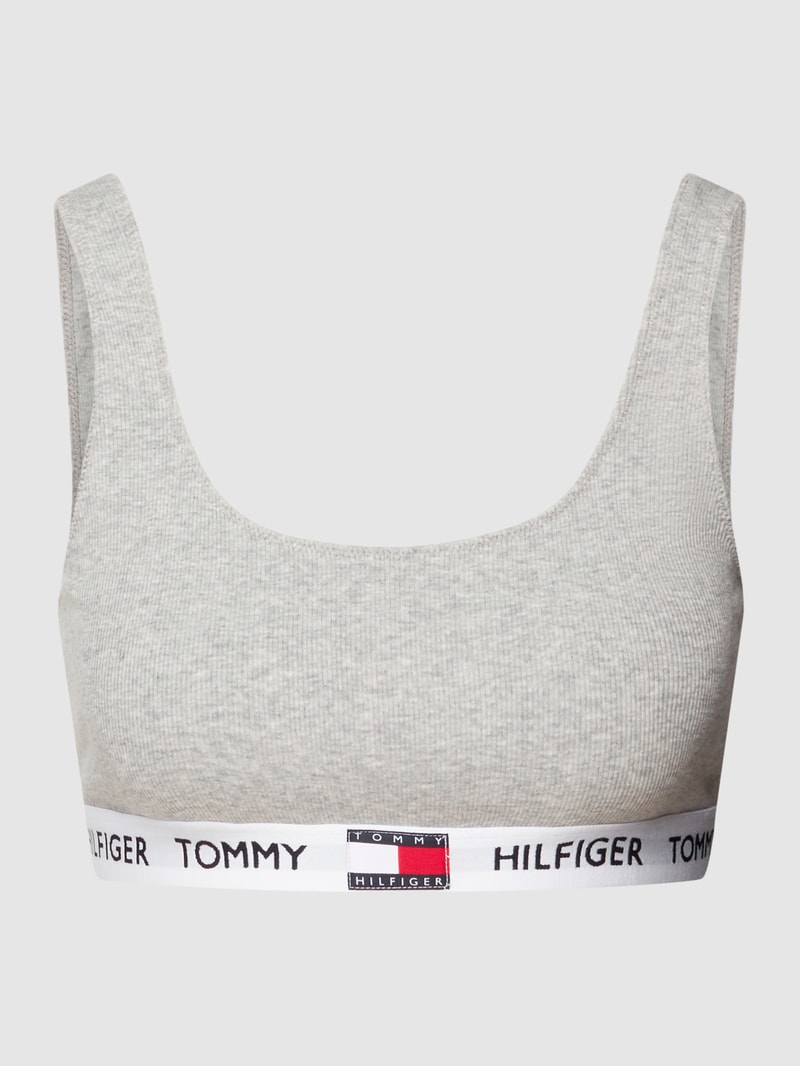 Bralette mit Feinripp in hellgrau meliert