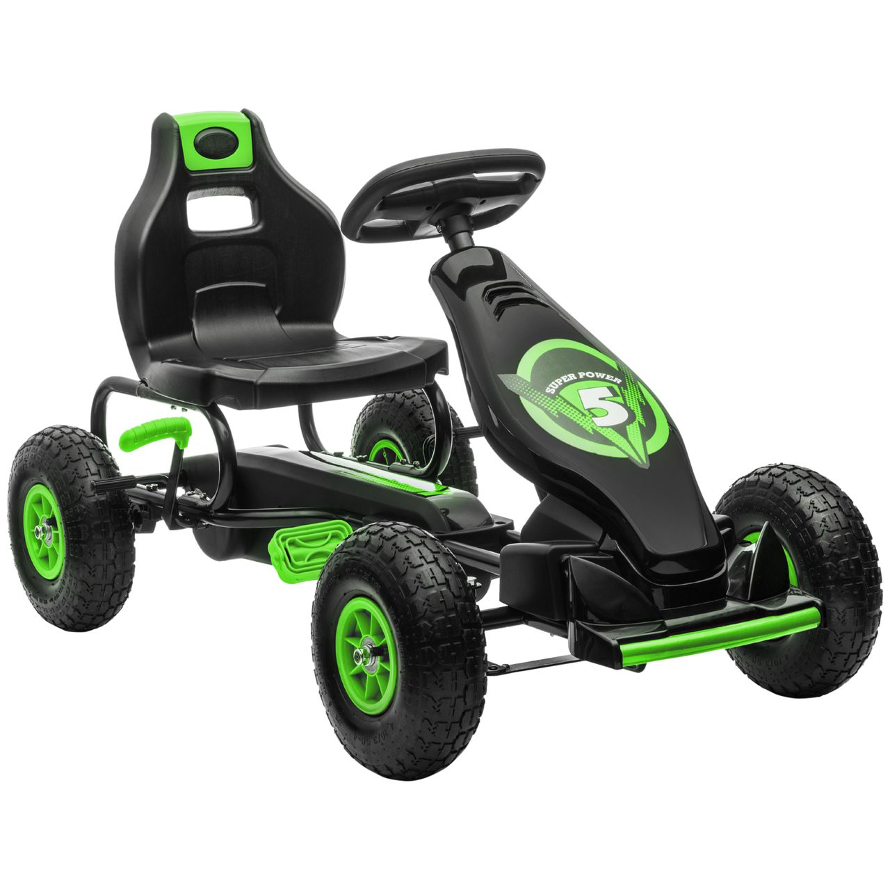 HOMCOM Gokart, Kinderfahrzeug mit Pedal, Tretauto, Outdoor, Grün Schwarz