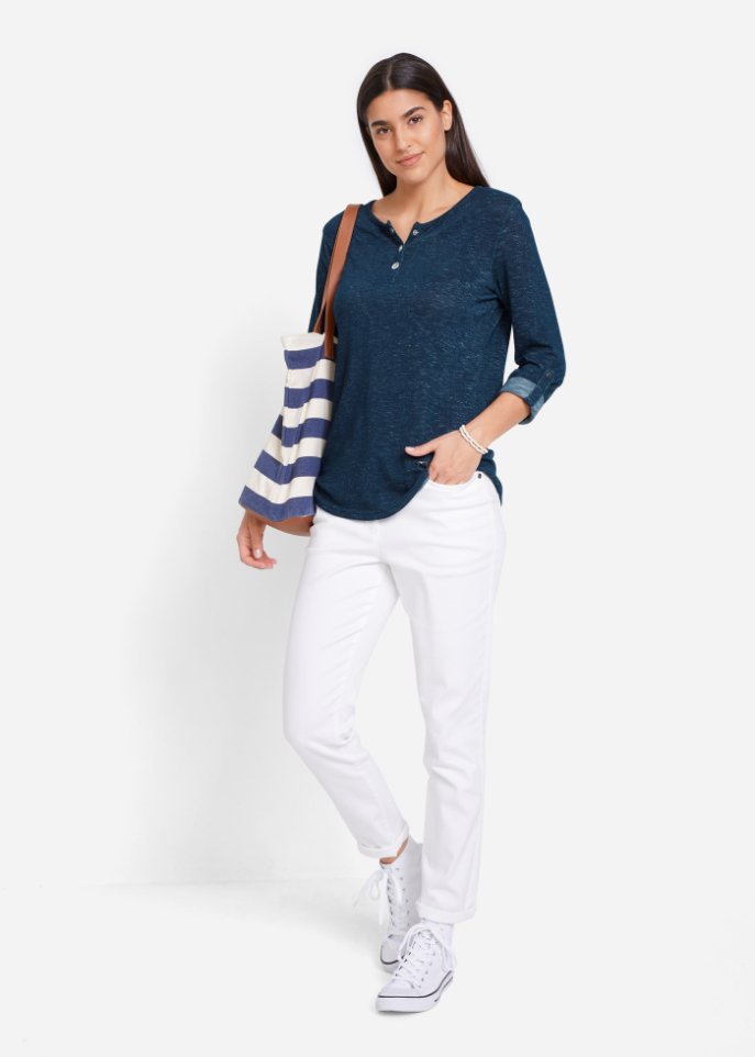 Langarmshirt mit Knopfleiste