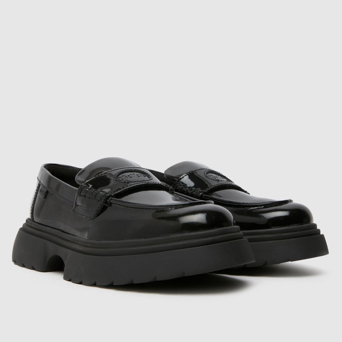Kickers svarta Kenzi loafers för flickor och juniorer