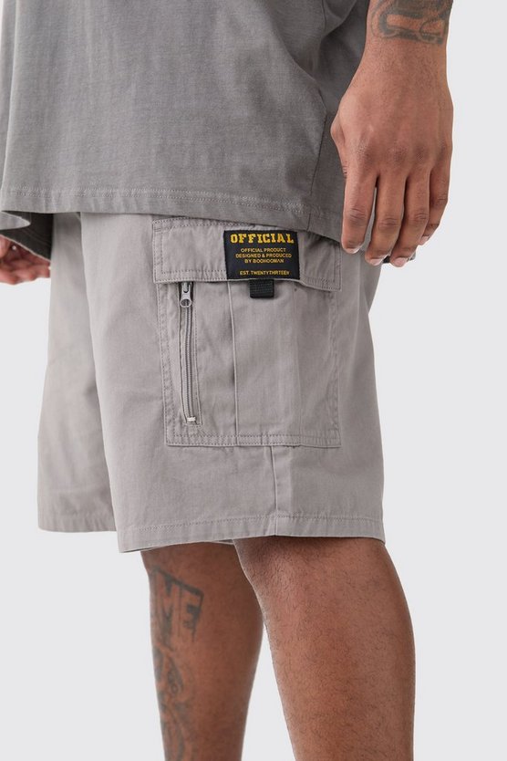 Plus lockere Twill Cargo-Shorts mit Reißverschluss-Detail