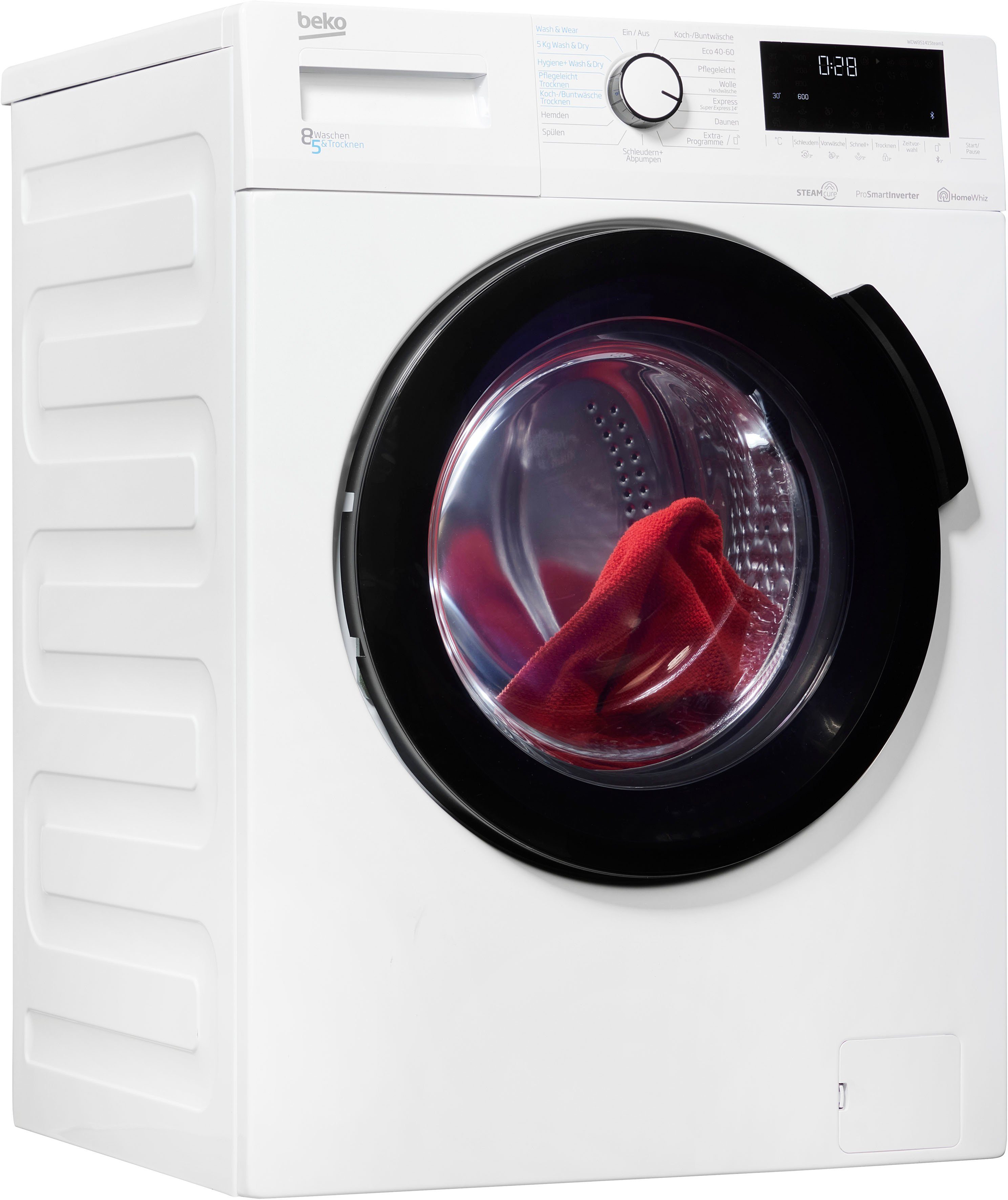 BEKO Waschtrockner WDW85141Steam1, 8 kg, 5 kg, 1400 U/min