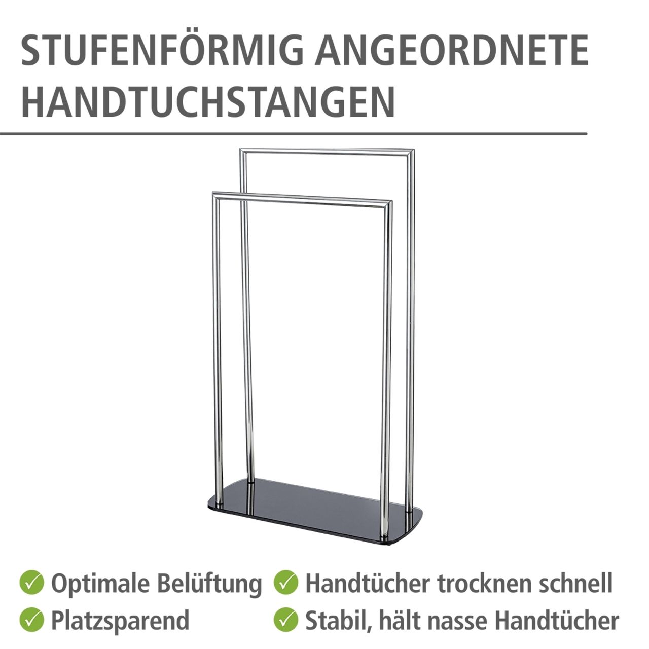 Wenko Handtuchhalter Mod. Ravina Edelstahl glänzend, Handtuchständer mit Bodenplatte aus Glas